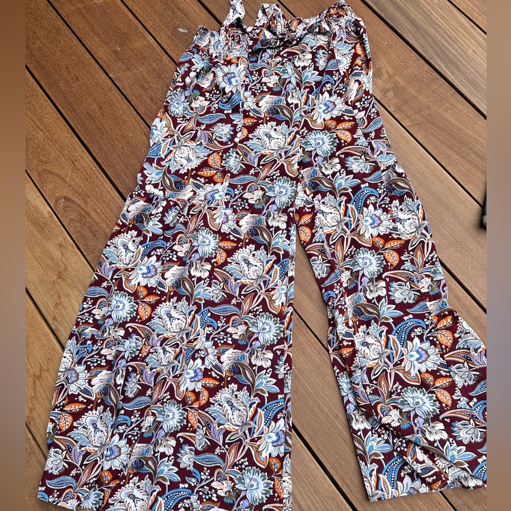 Paisley wide leg dress pants size Large
